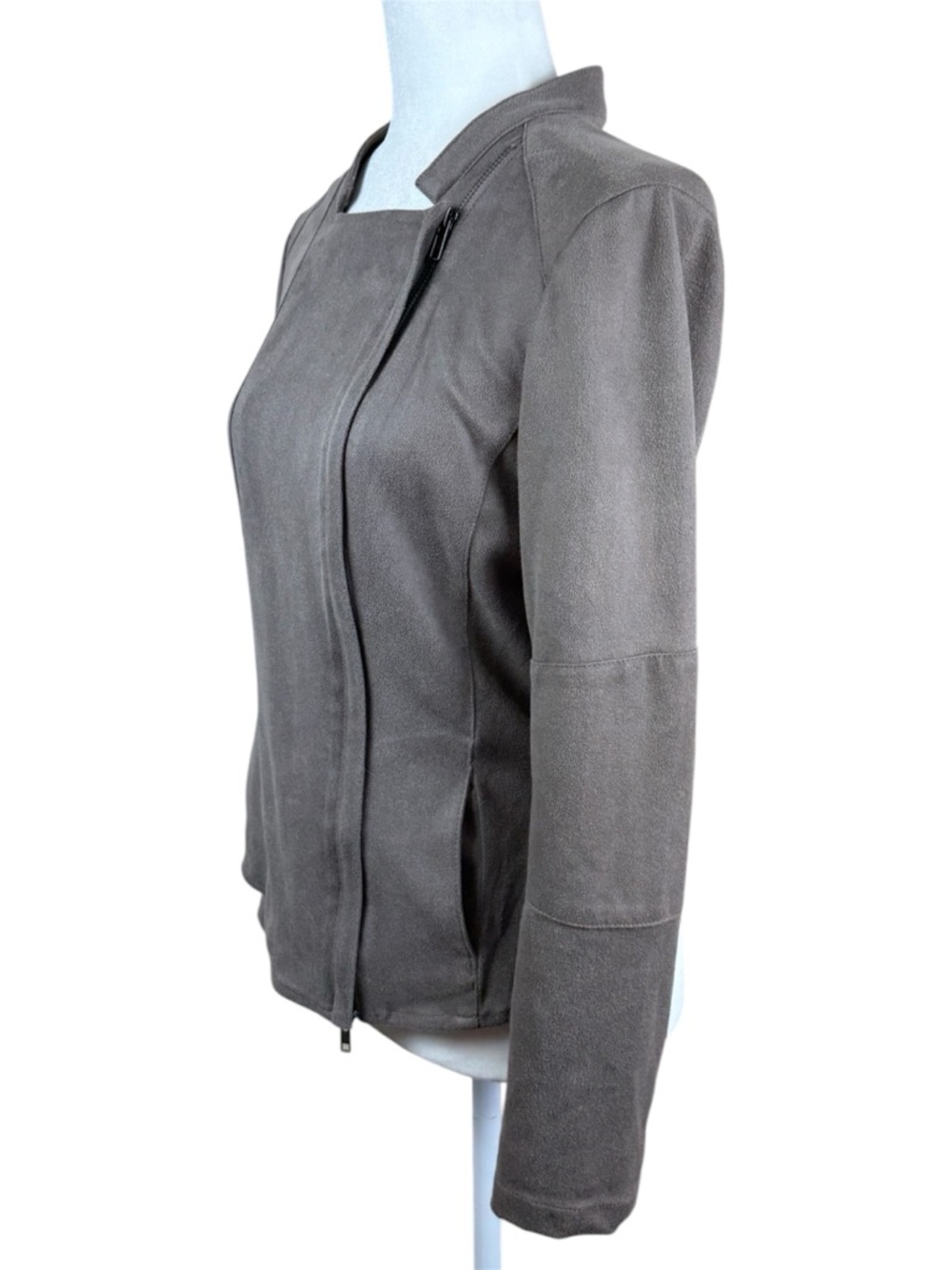 Miilla David Faux Suede Moto Jacket Mocha Taupe Small - Picture 5 of 8
